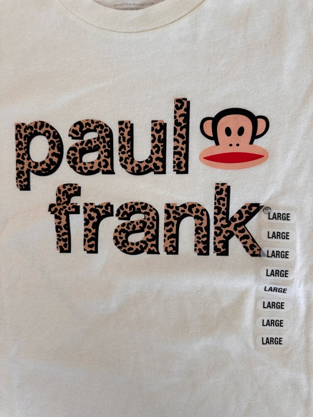 Paul Frank Graphic T-Shirt Julius Monkey Leopard Logo Cream Tee - Picture 2 of 4